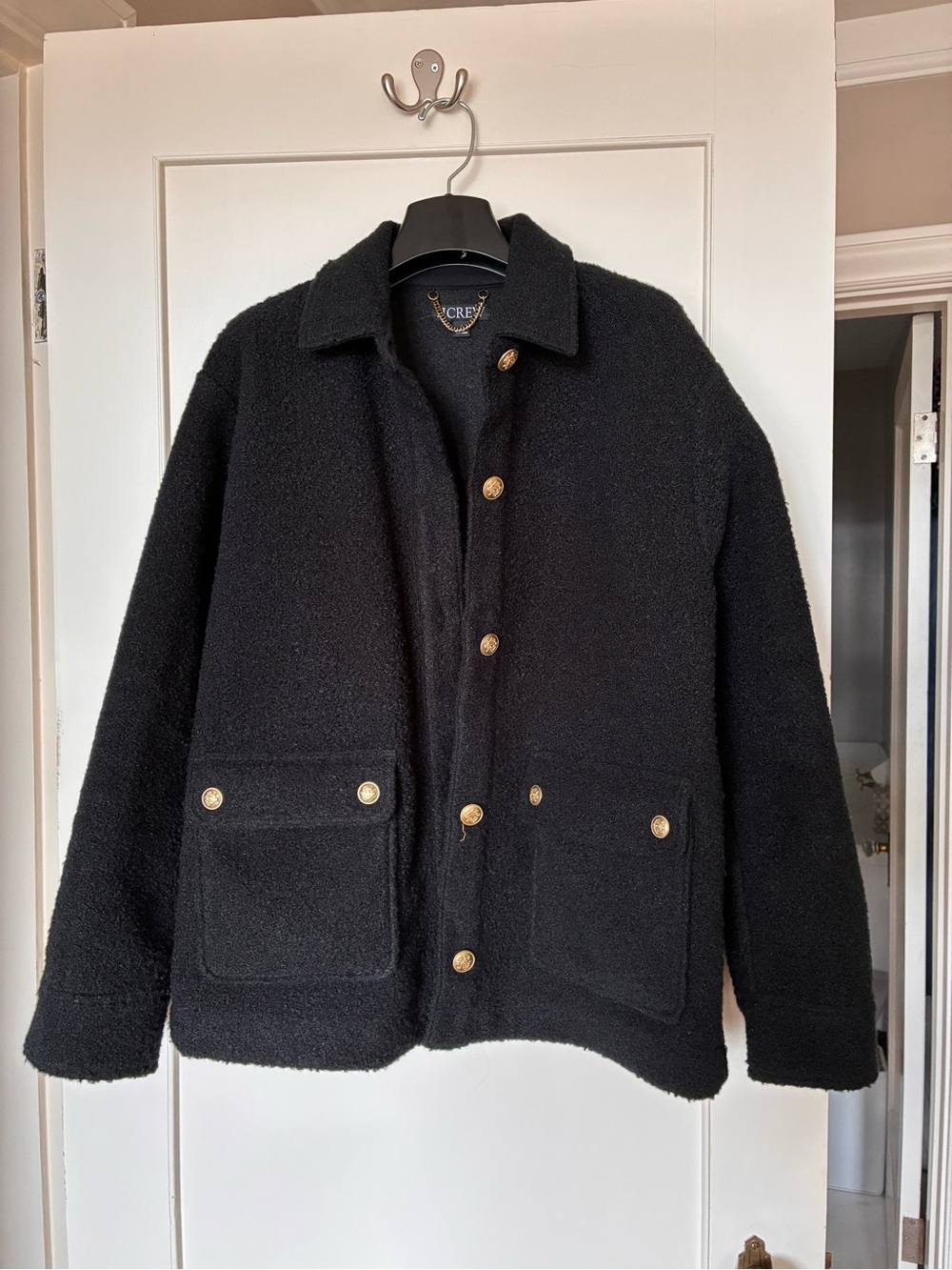 J. Crew Bouclé Shirt-Jacket in Black. Small